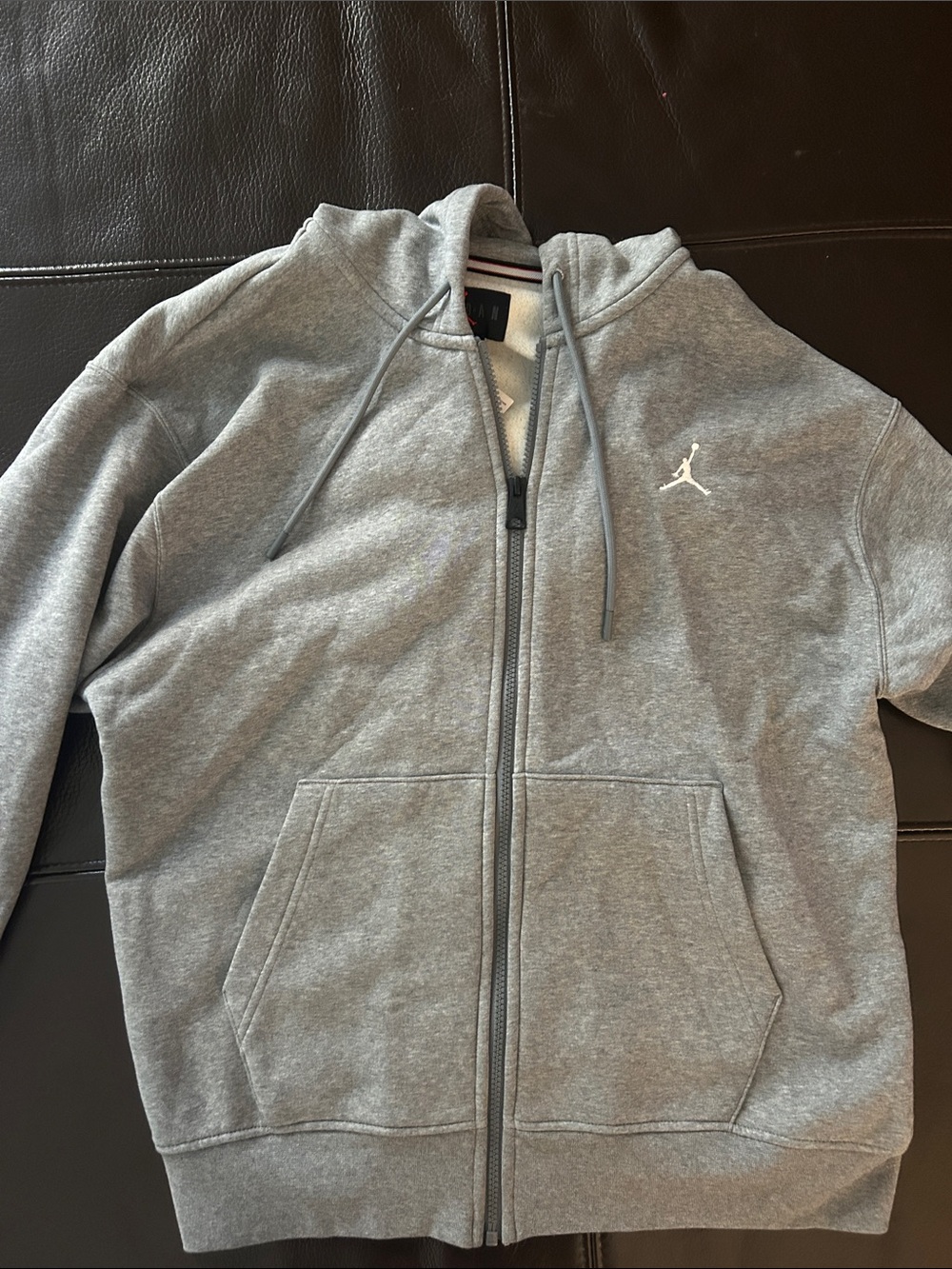Jordan Gray Full-Zip Hoodie Jacket with White Jumpman